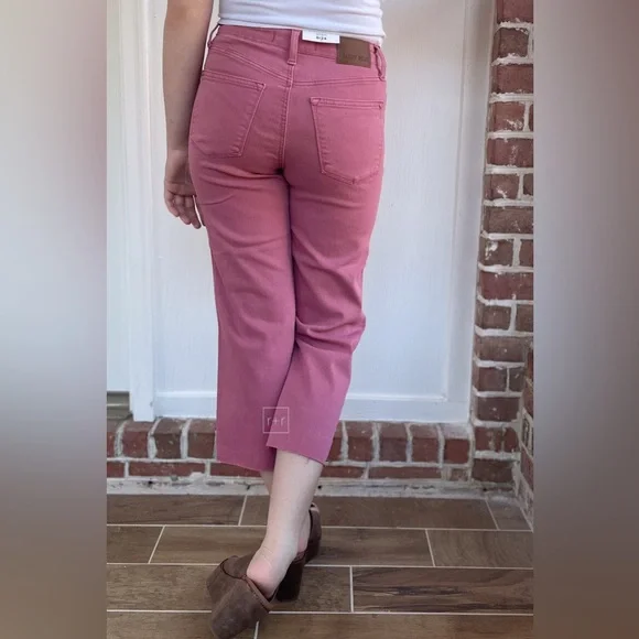 NEW! Judy Blue Denim High Waist Cropped Wide Leg Jeans Rose JB88983 with raw hem - Picture 6 of 6